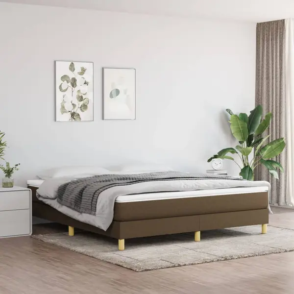 Gossi pat box spring cu saltea, maro inchis, 160x200 cm, textil