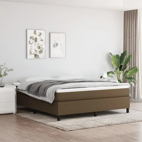 Gossi pat box spring cu saltea, maro inchis, 160x200 cm, textil