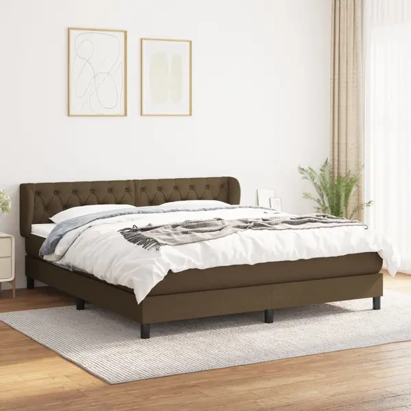 Gossi pat box spring cu saltea, maro inchis, 160x200 cm, textil