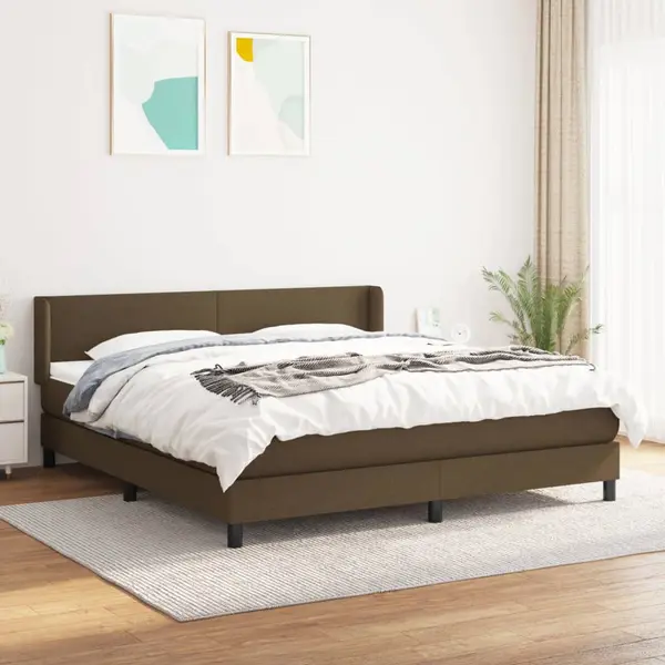 Gossi pat box spring cu saltea, maro inchis, 160x200 cm, textil