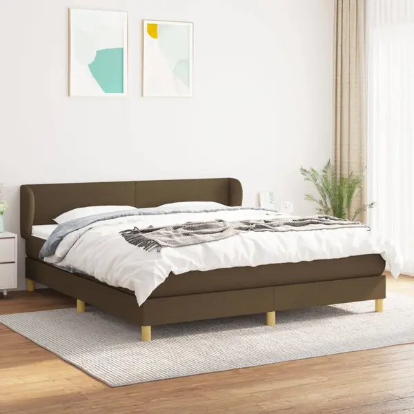 Gossi pat box spring cu saltea, maro inchis, 160x200 cm, textil