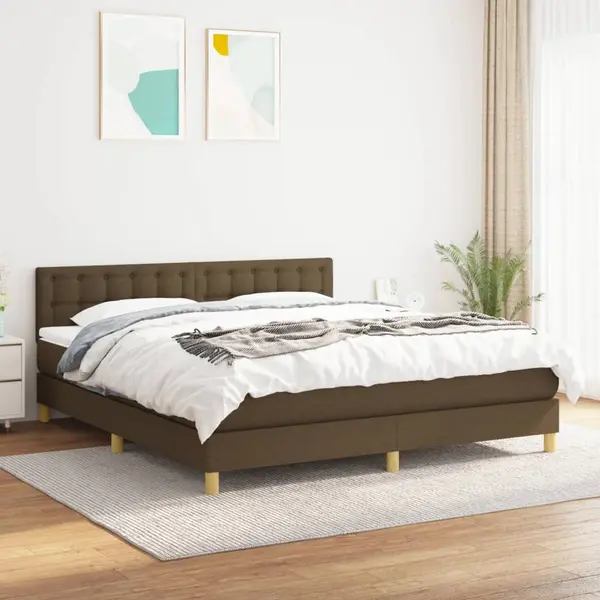 Gossi pat box spring cu saltea, maro inchis, 160x200 cm, textil