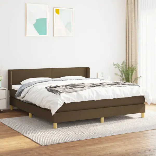 Gossi pat box spring cu saltea, maro inchis, 160x200 cm, textil