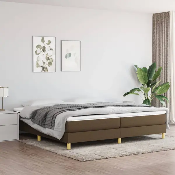 Gossi pat box spring cu saltea, maro inchis, 200x200 cm, textil