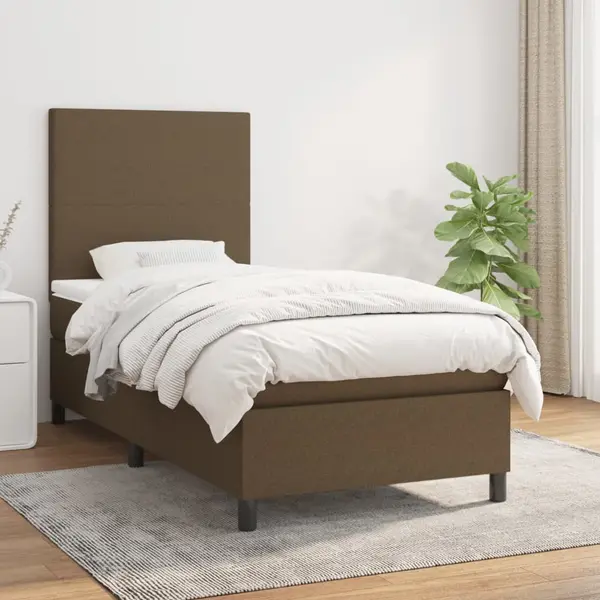 Gossi pat box spring cu saltea, maro inchis, 80x200 cm, textil