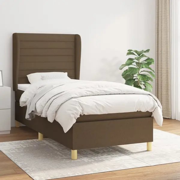 Gossi pat box spring cu saltea, maro inchis, 80x200 cm, textil