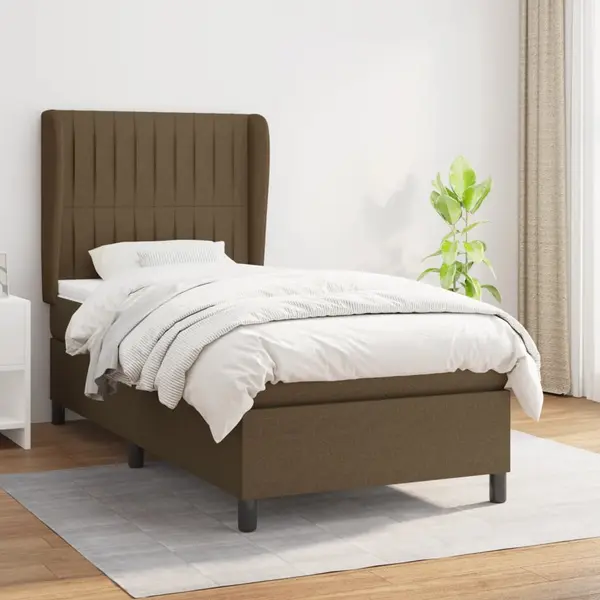 Gossi pat box spring cu saltea, maro inchis, 80x200 cm, textil