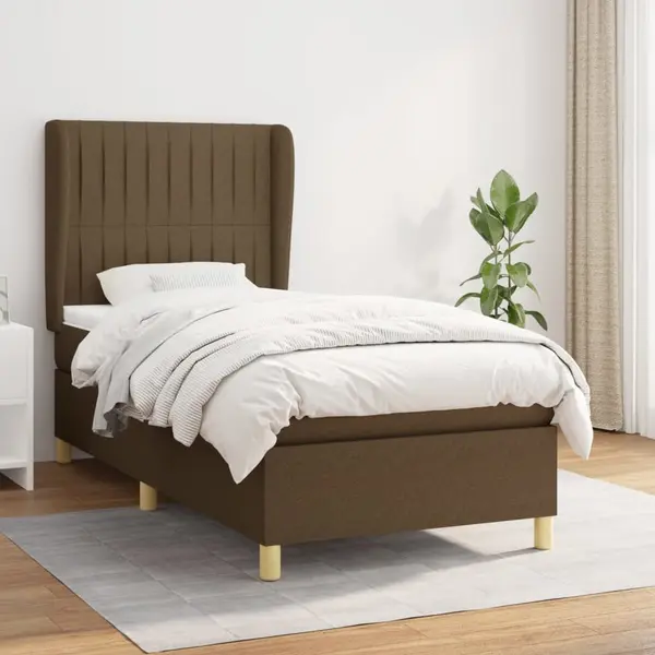 Gossi pat box spring cu saltea, maro inchis, 80x200 cm, textil