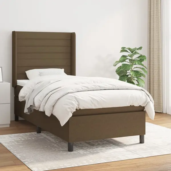 Gossi pat box spring cu saltea, maro inchis, 80x200 cm, textil
