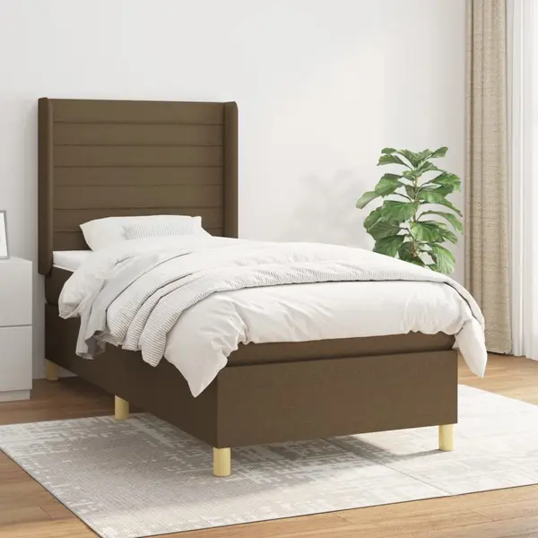 Gossi pat box spring cu saltea, maro inchis, 80x200 cm, textil