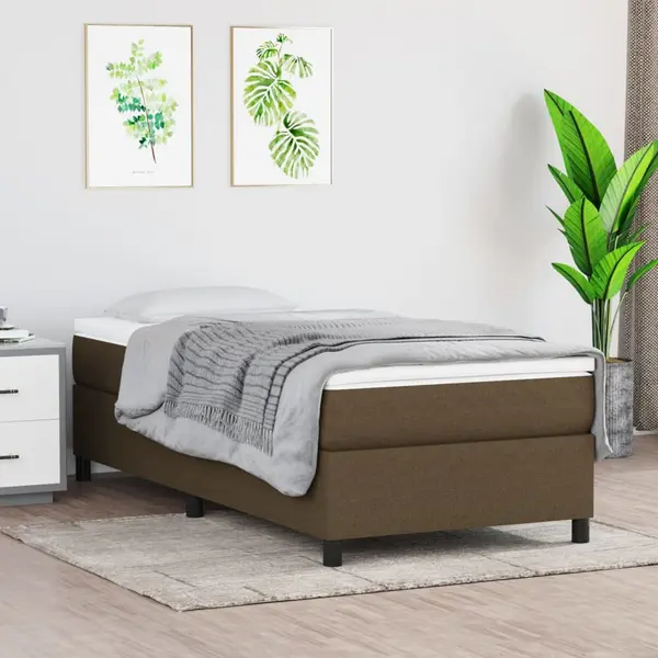 Gossi pat box spring cu saltea, maro inchis, 90x190 cm, textil