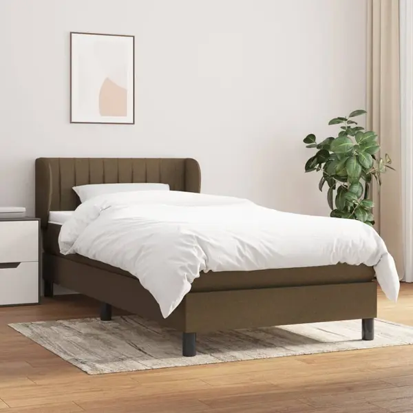 Gossi pat box spring cu saltea, maro inchis, 90x190 cm, textil