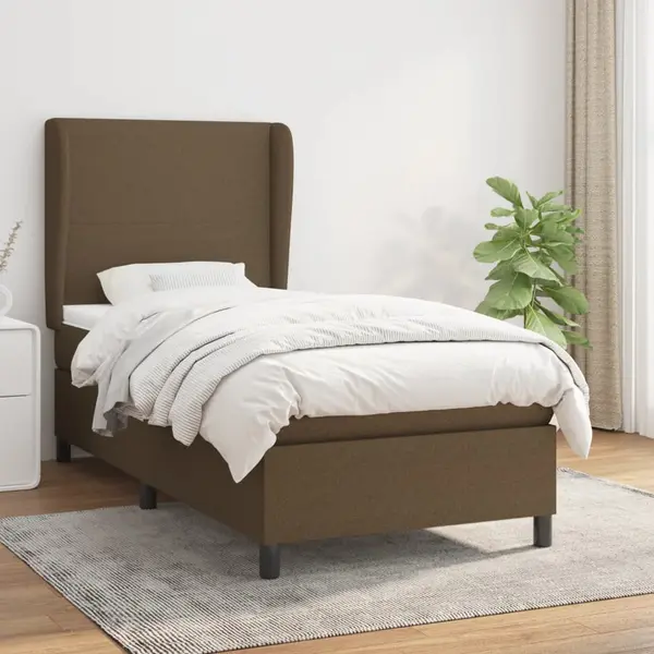 Gossi pat box spring cu saltea, maro inchis, 90x190 cm, textil