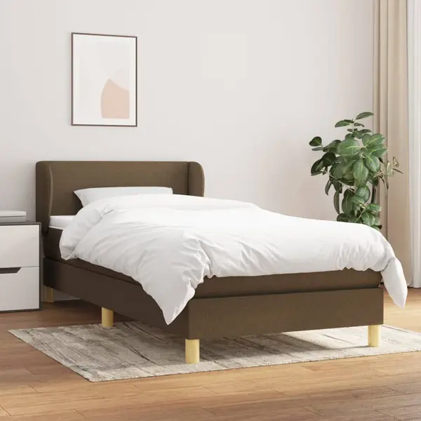 Gossi pat box spring cu saltea, maro inchis, 90x200 cm, textil