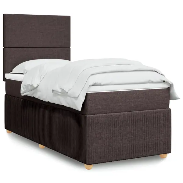 Gossi pat box spring cu saltea, maro inchis, 90x200 cm, textil