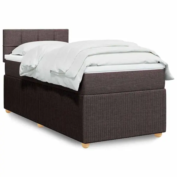 Gossi pat box spring cu saltea, maro inchis, 90x200 cm, textil