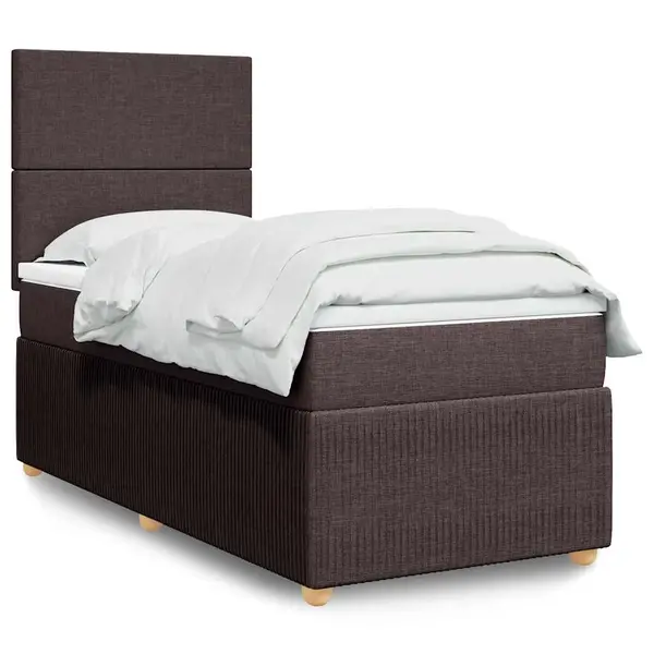 Gossi pat box spring cu saltea, maro inchis, 90x200 cm, textil