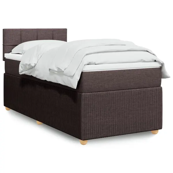 Gossi pat box spring cu saltea, maro inchis, 90x200 cm, textil