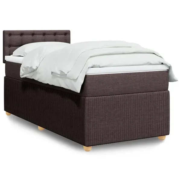 Gossi pat box spring cu saltea, maro inchis, 90x200 cm, textil