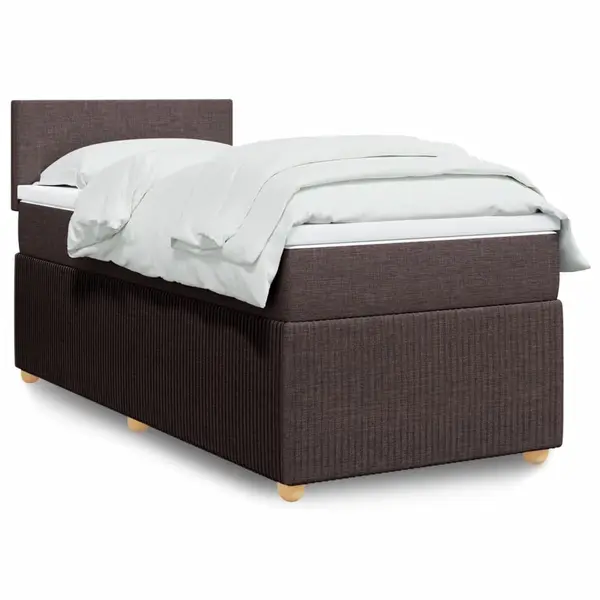 Gossi pat box spring cu saltea, maro inchis, 90x200 cm, textil