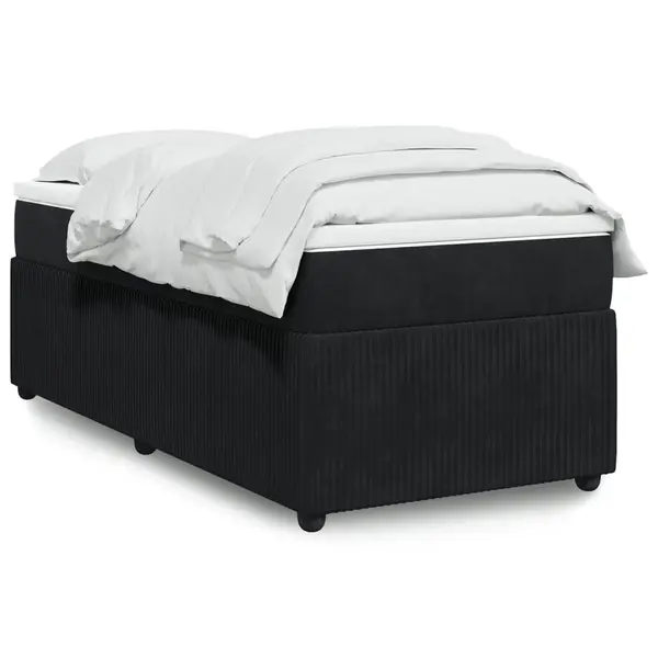 Gossi pat box spring cu saltea, negru, 100x200 cm, catifea