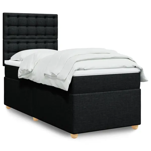 Gossi pat box spring cu saltea, negru, 100x200 cm, textil