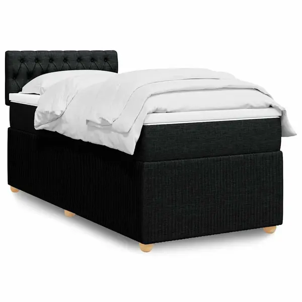 Gossi pat box spring cu saltea, negru, 100x200 cm, textil