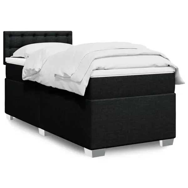 Gossi pat box spring cu saltea, negru, 100x200 cm, textil