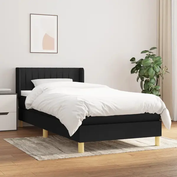 Gossi pat box spring cu saltea, negru, 100x200 cm, textil