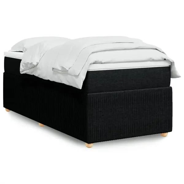 Gossi pat box spring cu saltea, negru, 100x200 cm, textil