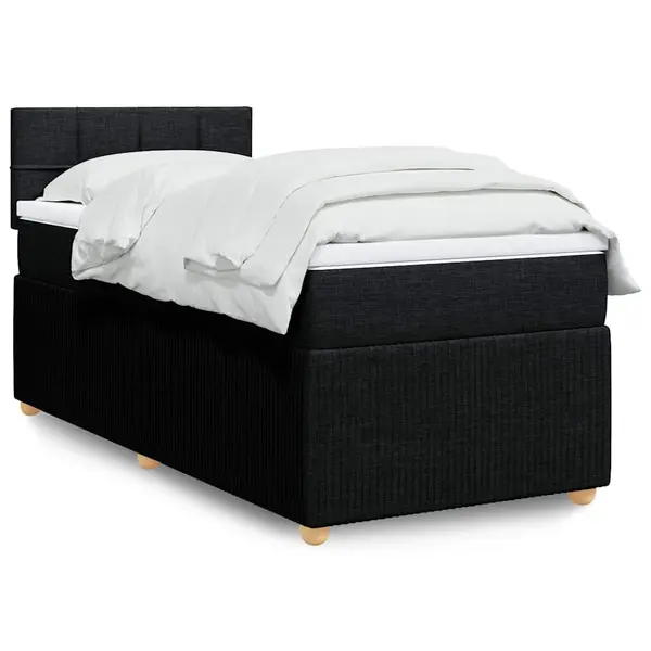 Gossi pat box spring cu saltea, negru, 100x200 cm, textil