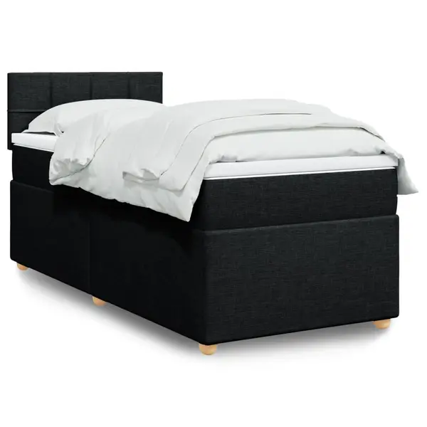 Gossi pat box spring cu saltea, negru, 100x200 cm, textil