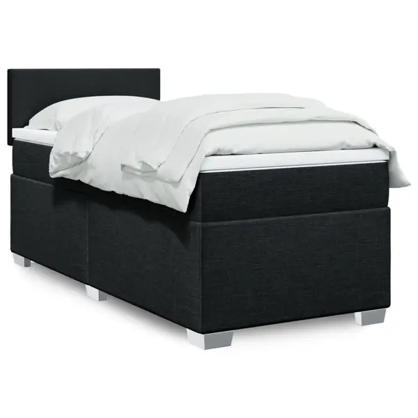 Gossi pat box spring cu saltea, negru, 100x200 cm, textil