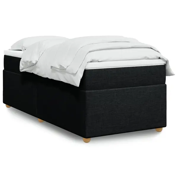 Gossi pat box spring cu saltea, negru, 100x200 cm, textil