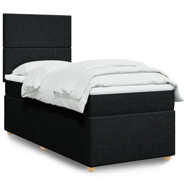 Gossi pat box spring cu saltea, negru, 100x200 cm, textil