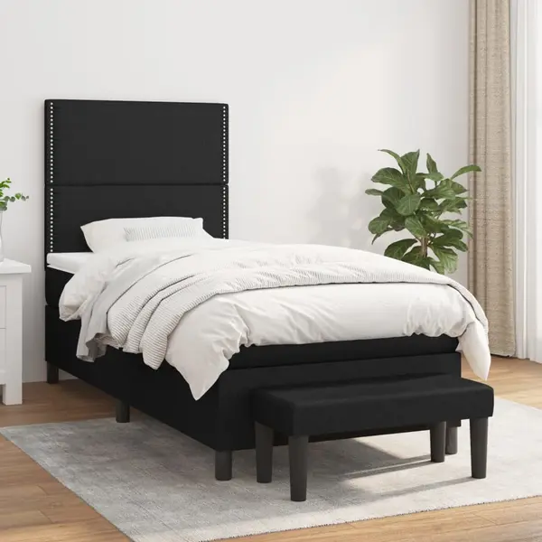 Gossi pat box spring cu saltea, negru, 100x200 cm, textil