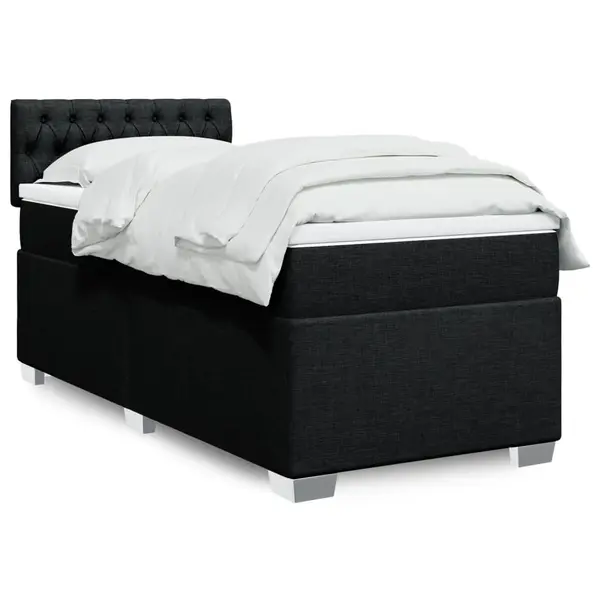 Gossi pat box spring cu saltea, negru, 100x200 cm, textil