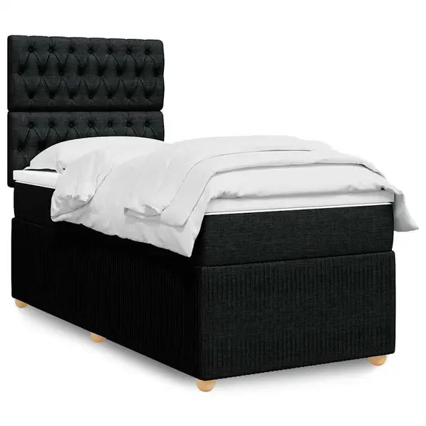 Gossi pat box spring cu saltea, negru, 100x200 cm, textil