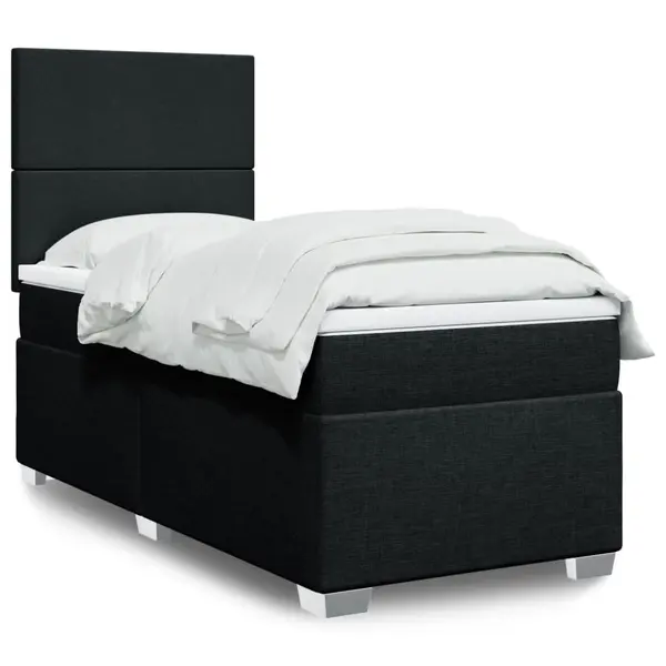 Gossi pat box spring cu saltea, negru, 100x200 cm, textil