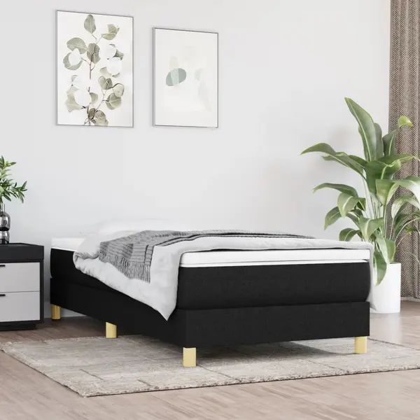 Gossi pat box spring cu saltea, negru, 100x200 cm, textil