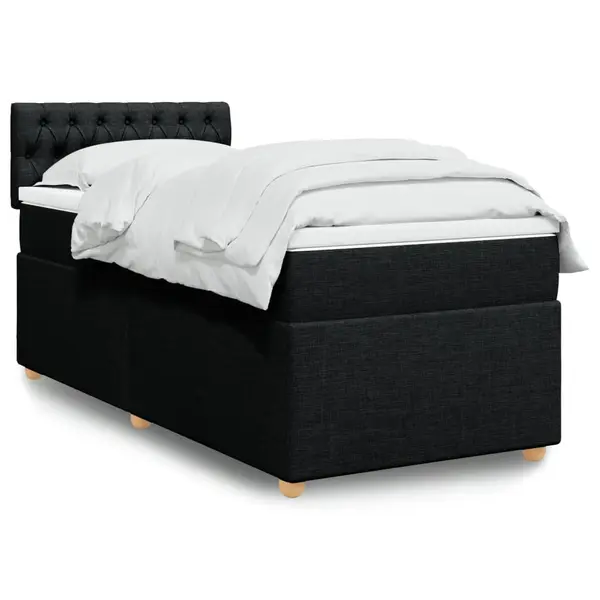 Gossi pat box spring cu saltea, negru, 100x200 cm, textil