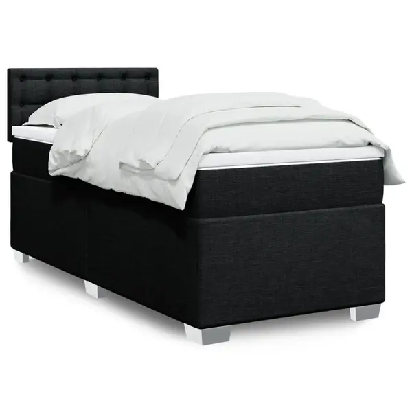 Gossi pat box spring cu saltea, negru, 100x200 cm, textil