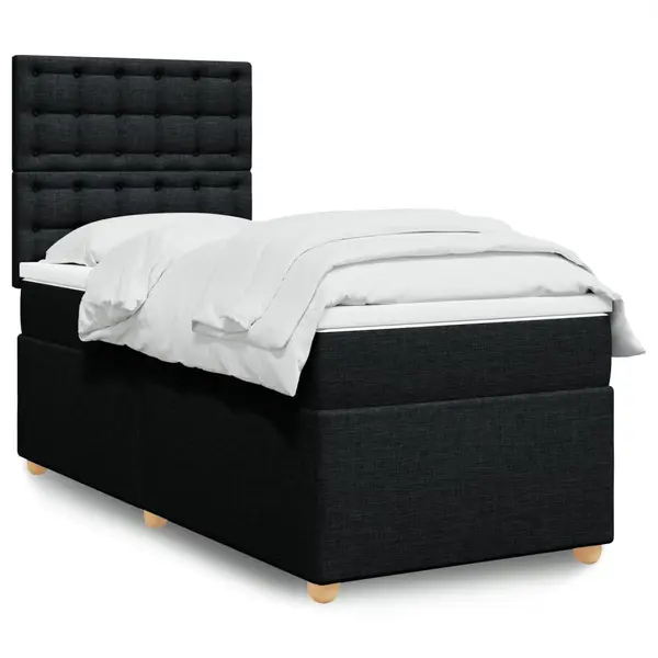 Gossi pat box spring cu saltea, negru, 100x200 cm, textil