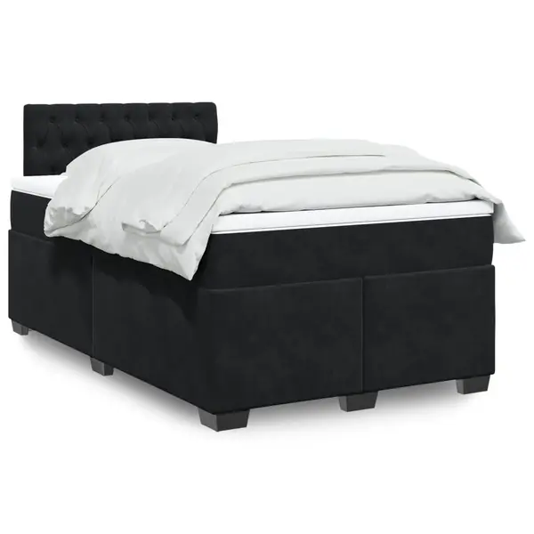 Gossi pat box spring cu saltea, negru, 120x190 cm, catifea