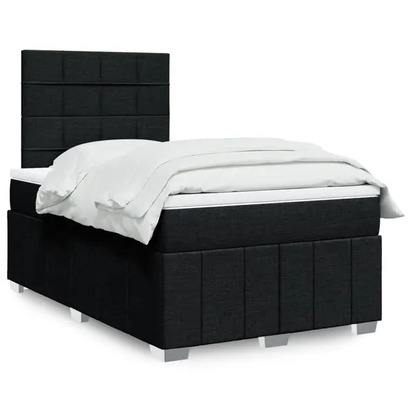 Gossi pat box spring cu saltea, negru, 120x190 cm, catifea