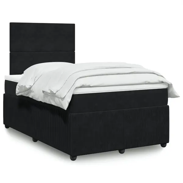 Gossi pat box spring cu saltea, negru, 120x190 cm, catifea
