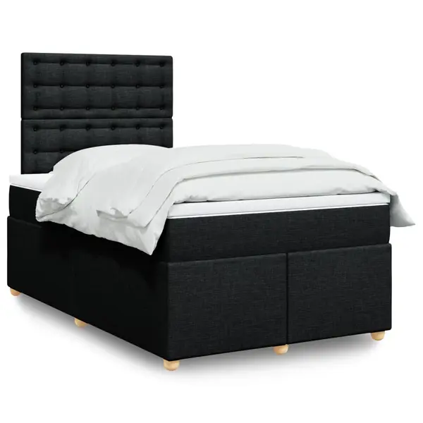 Gossi pat box spring cu saltea, negru, 120x190 cm, catifea