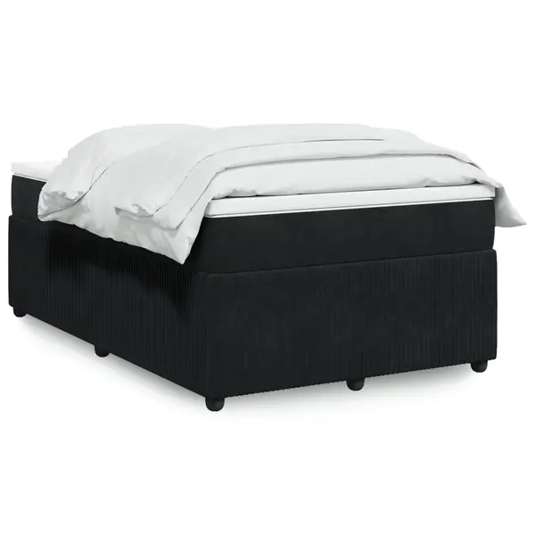 Gossi pat box spring cu saltea, negru, 120x190 cm, catifea