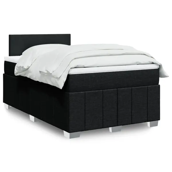 Gossi pat box spring cu saltea, negru, 120x190 cm, catifea