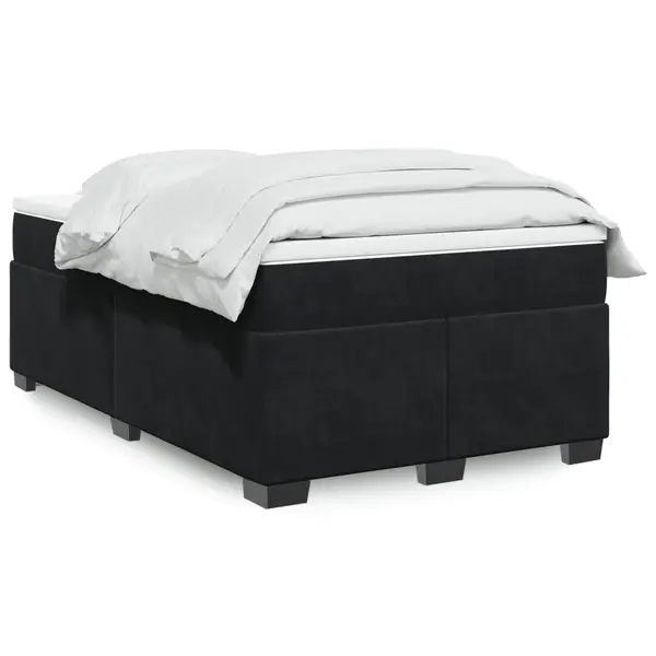 Gossi pat box spring cu saltea, negru, 120x190 cm, catifea